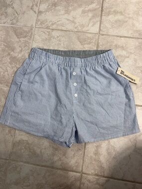 Light Blue Striped Women’s Trendy Boxer Shorts